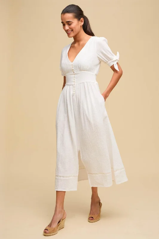 casual summer dressOlga Cheesecloth Dress | White