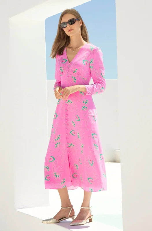 floral midi dressClaudia EcoVero™ Dress | Waterlily Pink