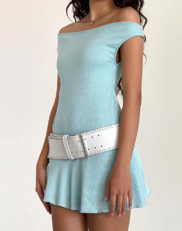 sleek midi dressCynthia Mini Dress in Shimmer Rib Light Blue