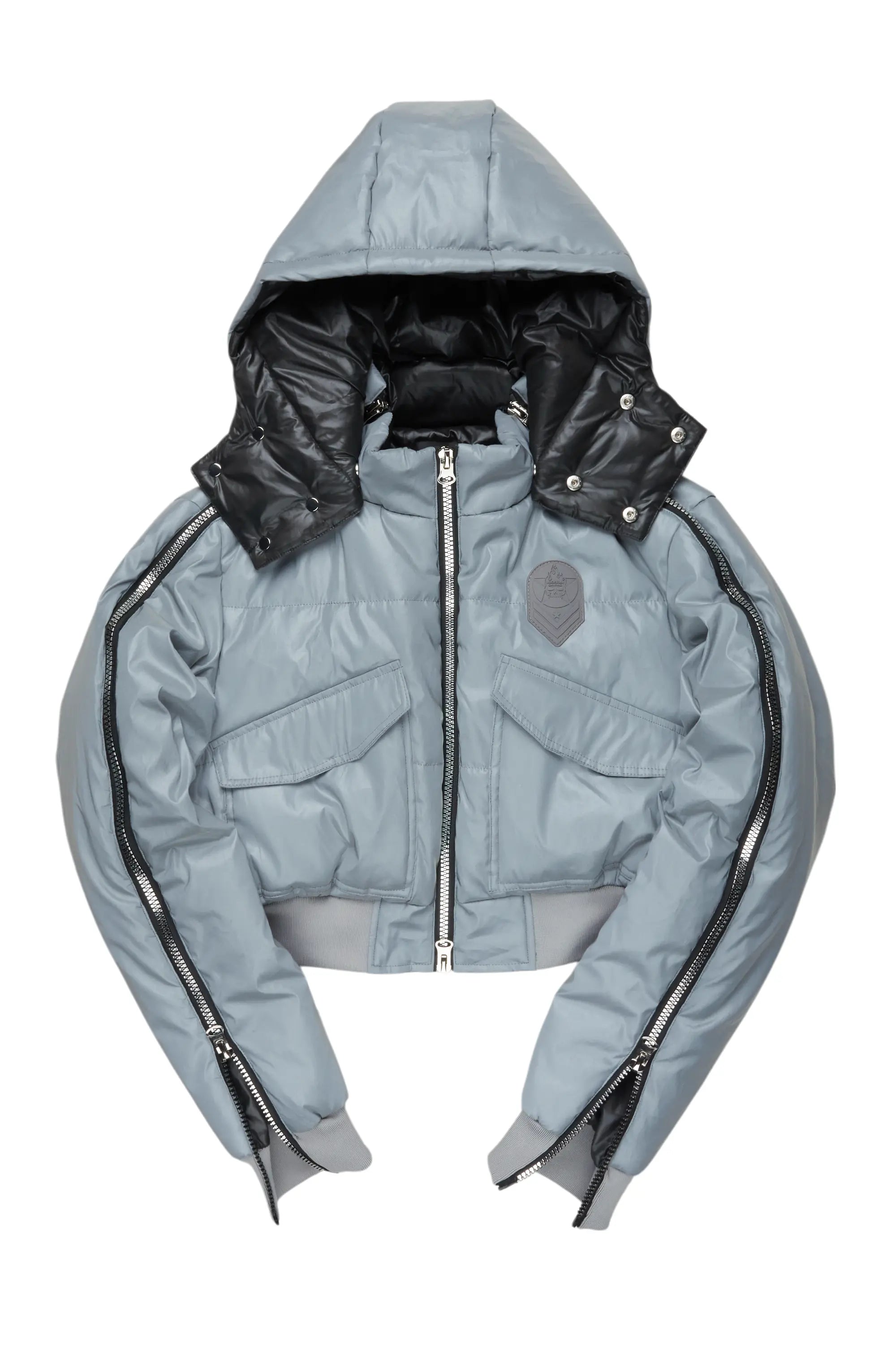 premium coatKamryn Silver Reflective Crop Puffer Jacket