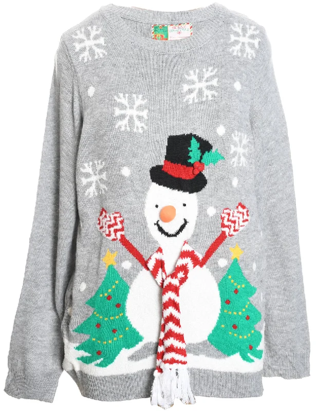 urban coatSnowman Design Grey Christmas Jumper - L