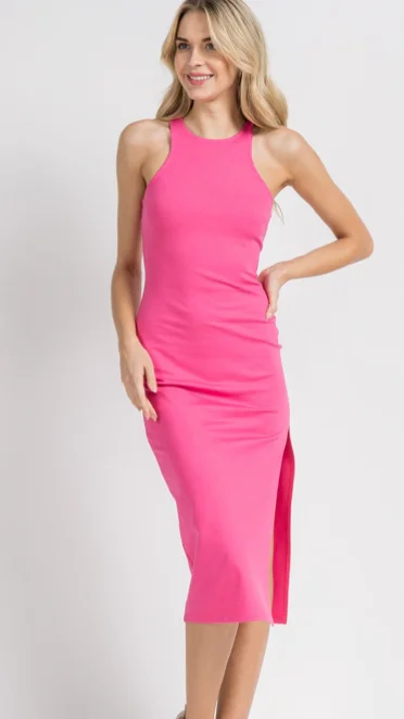 sleek dressThigh Slit Bodycon Midi Dress