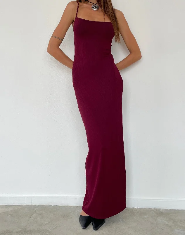 oversized dressCantha Maxi Dress in Rib Burgundy