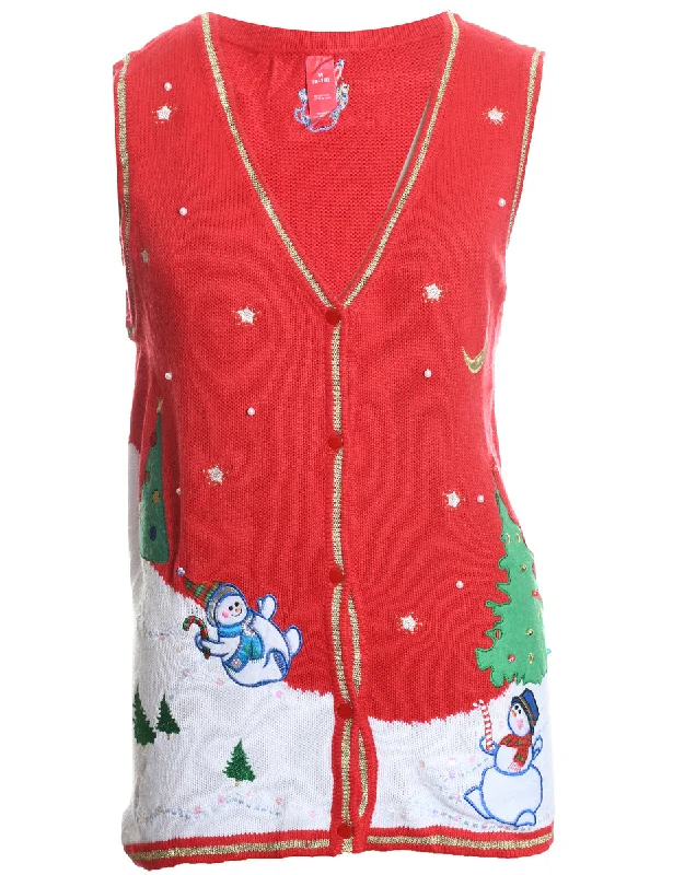 long-sleeve winter jacketSnowman Christmas Sweater Vest - M