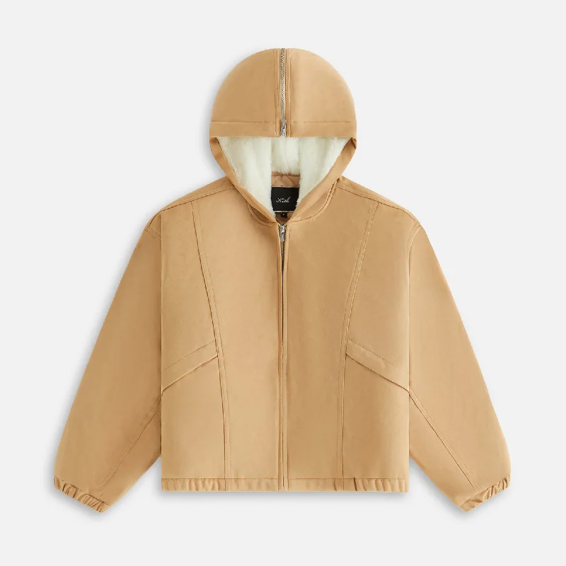 cozy coatKith Women Nylas Microsuede Zip Hooded Bomber - Birch