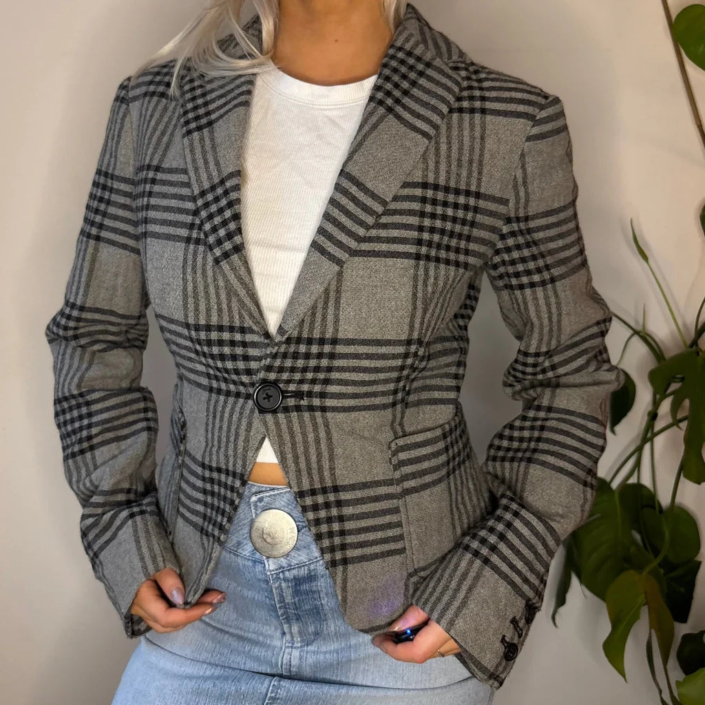 stylish coatDiesel Checked Blazer - XS Grey Cotton