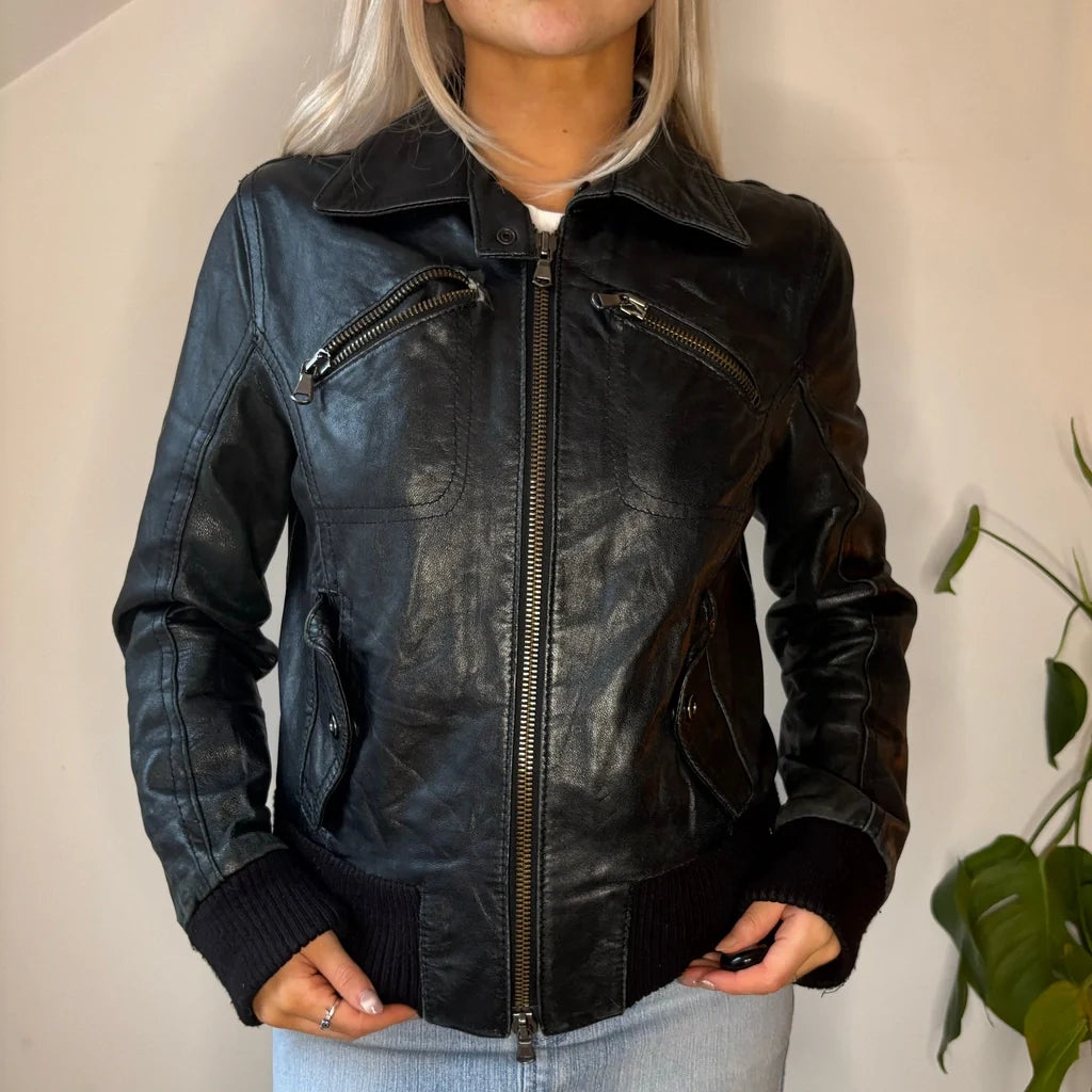 cozy winter coatList Leather Jacket - Small Black Leather