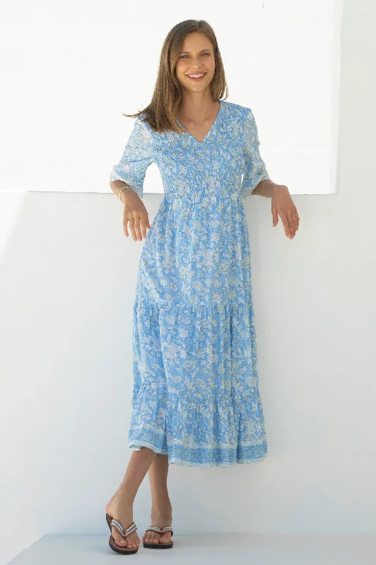 ashionable dressAlisha Block Print Dress | Tea Rose Blue