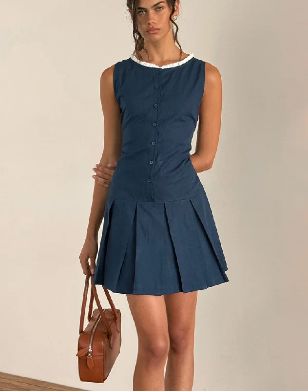 trendy wrap dressGitas Button Mini Dress in Poplin Navy