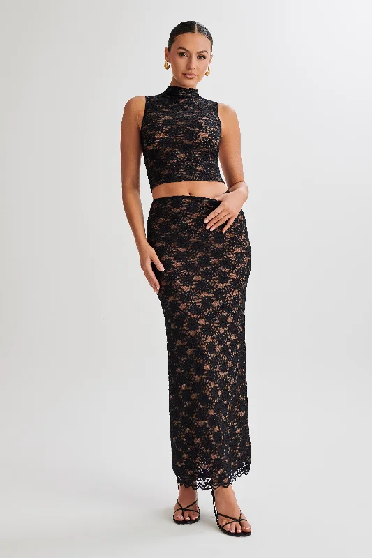 lace-up dressElska Lace Maxi Skirt - Black