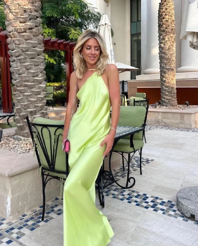 party dressSage Green Halter Backless Party Dress Simple Wedding Guest Dress,DP1299