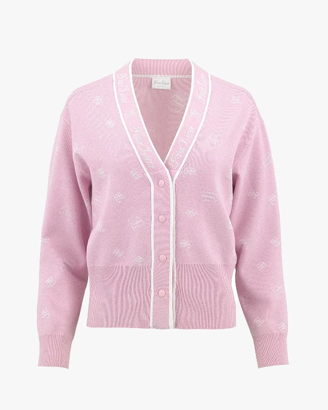 comfortable coatLogo Loose Fit V -Neck Cardigan - Pink