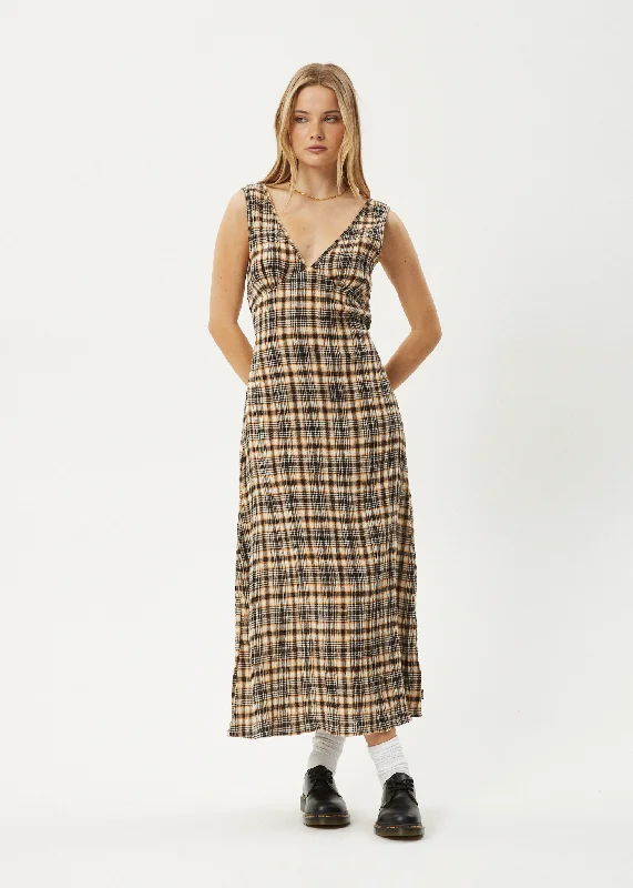 elegant evening dressAFENDS Womens Check Out - Seersucker Maxi Dress - Moonbeam Check