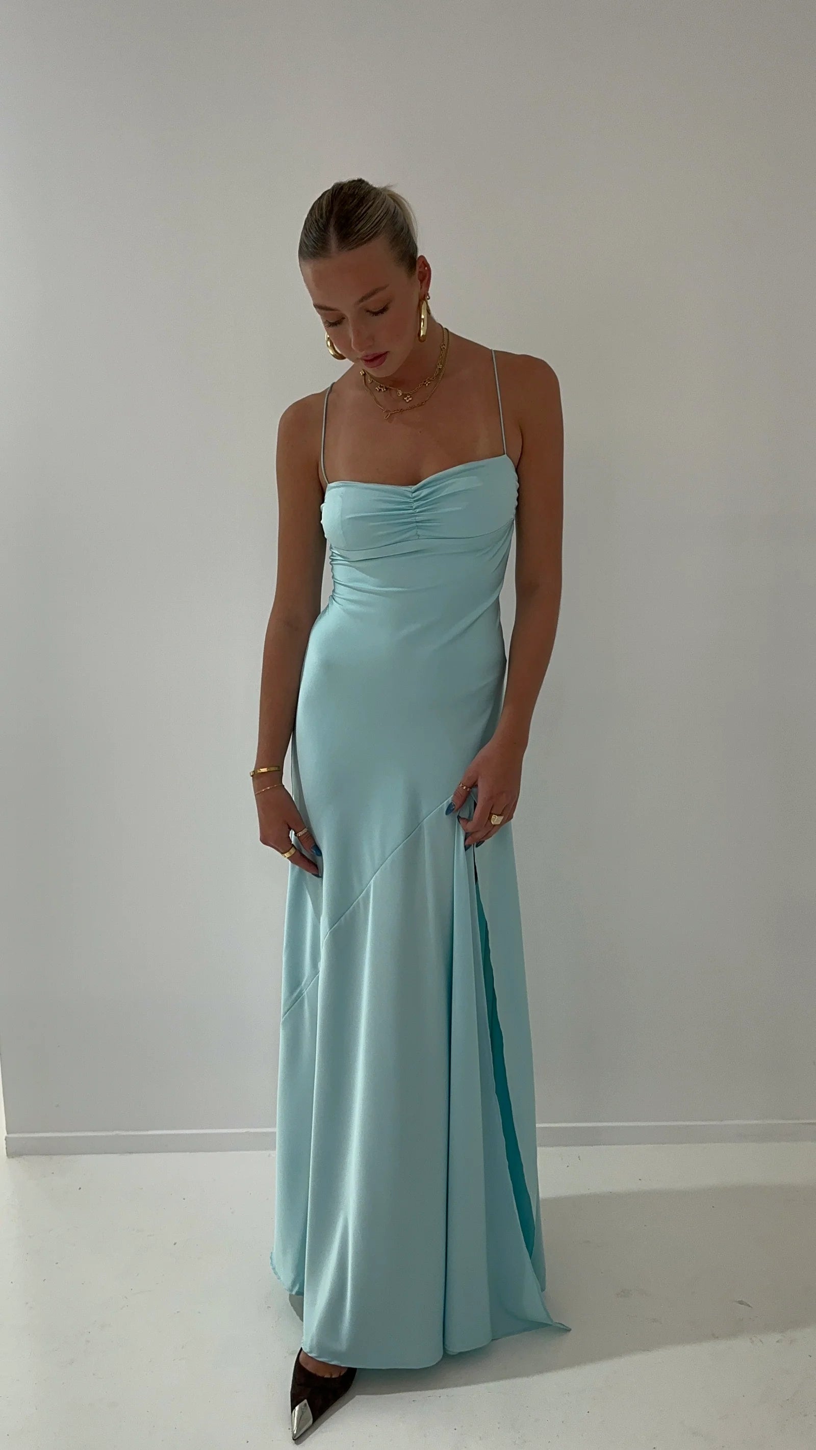 pleated dressGaia Gown (Aqua)