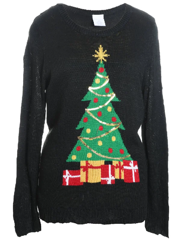 soft shell coatChristmas Tree Print Jumper - XL