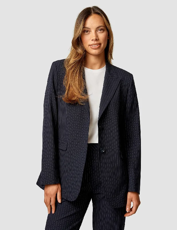 fitted coatEssential Blazer Navy Pinstripe