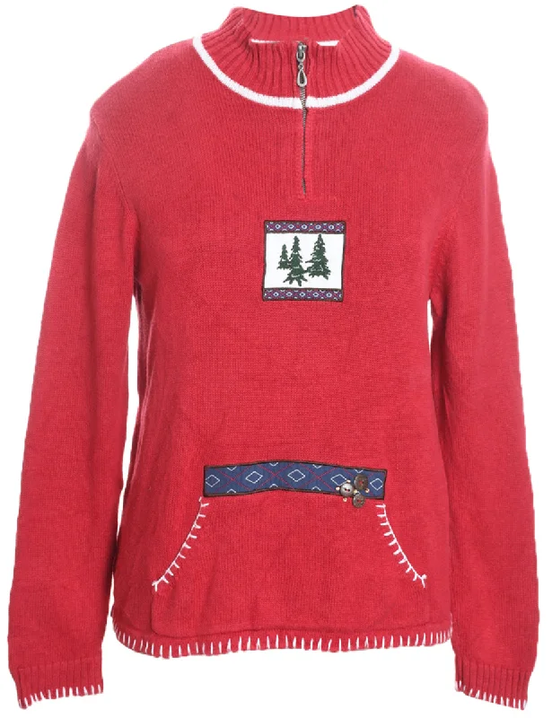 trendy casual outerwearRed Christmas Jumper - M