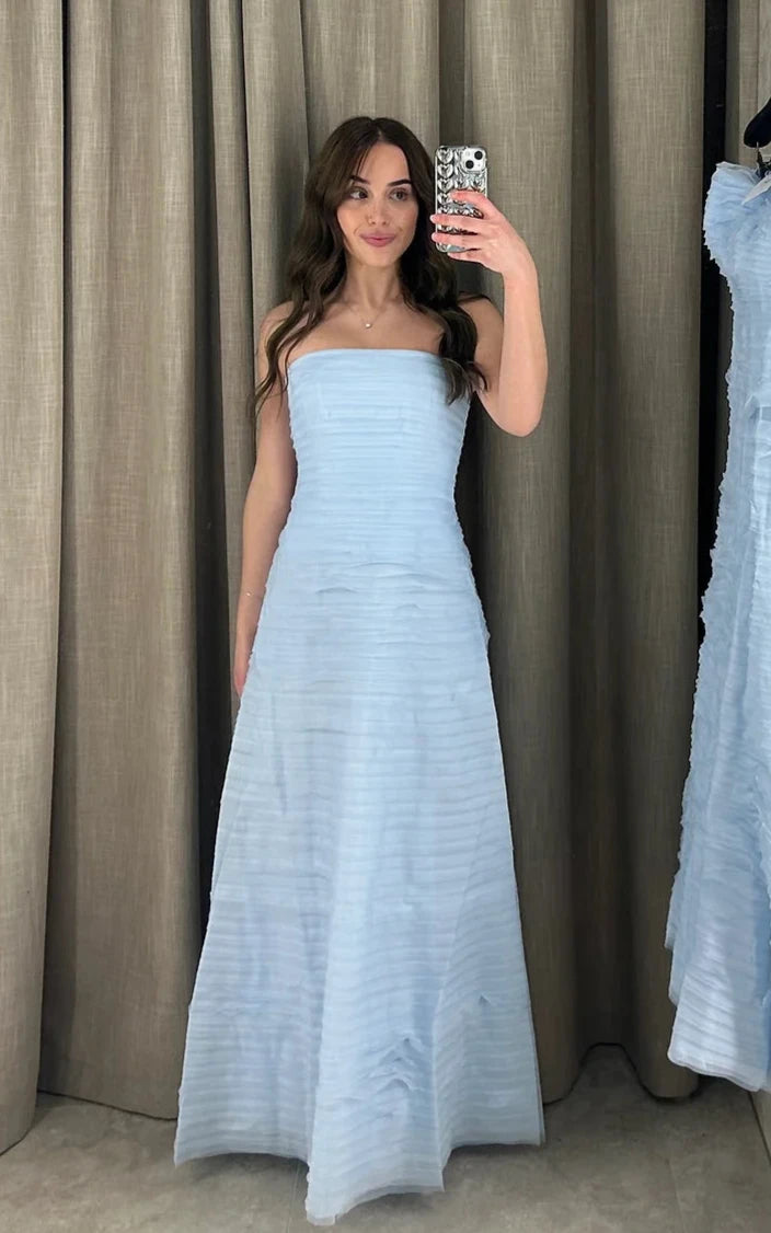 denim dressSoundscape Maxi Dress (Baby Blue)