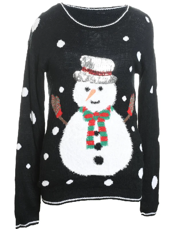 insulated trench coatSnowman Design Black Christmas Jumper - M