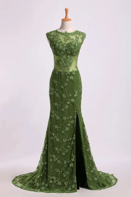 casual dressGreen Backless Appliques Beading Formal Prom Party Dress,DP1069