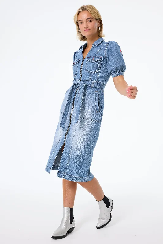 casual knit dressAuthentic Indigo Western Denim Midi Dress