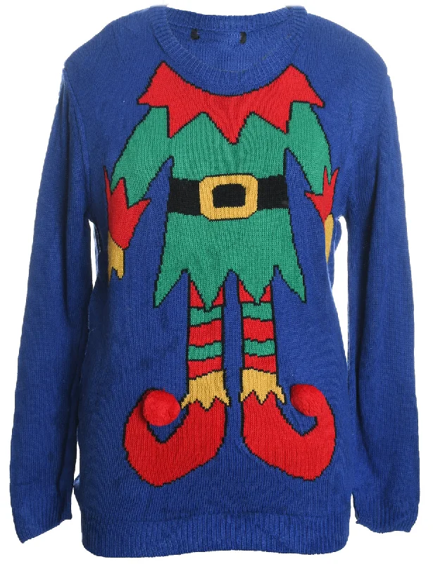 oversized coatBlue Christmas Jumper - L