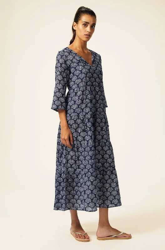 v-neck dressEmma Cotton Dress | Shell Navy/White