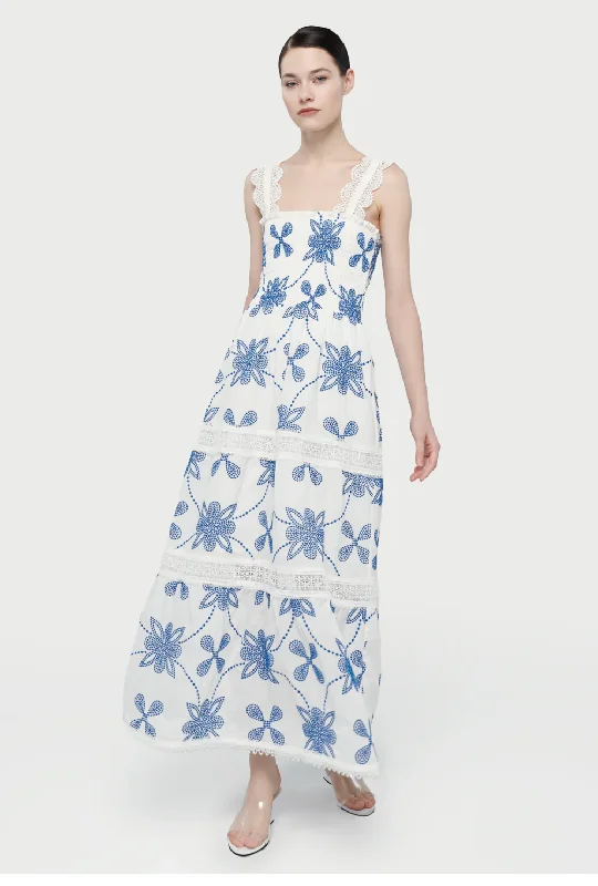 wrap dressCOCO MAXI DRESS WHITE/BLUE