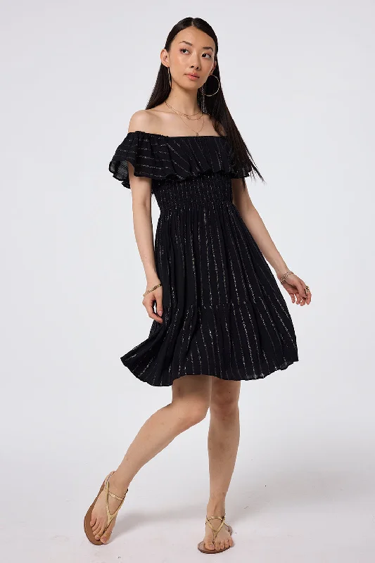 classic fit-and-flare dressBlack Lurex Short Bardot Dress