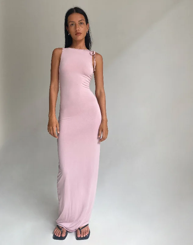 high-waisted dressElinor Maxi Dress in Slinky Baby Pink