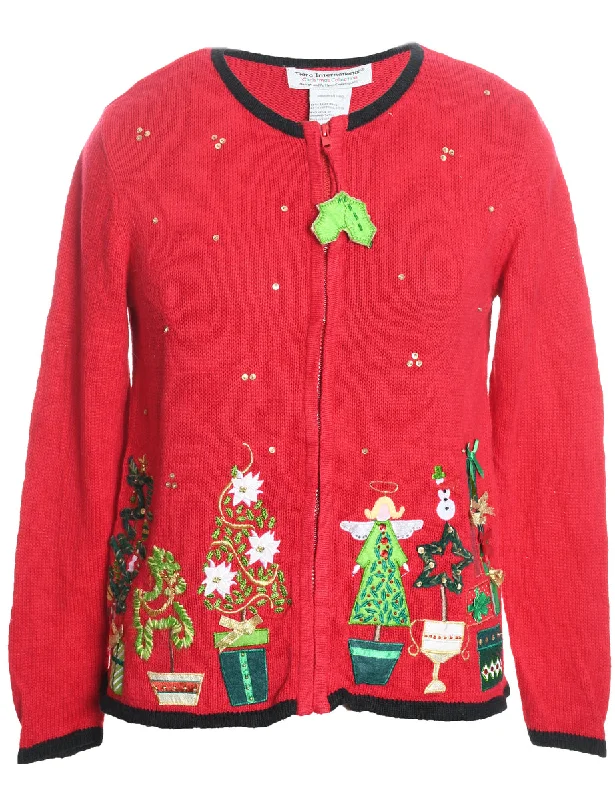 cozy wool-blend coatFloral Christmas Cardigan - M