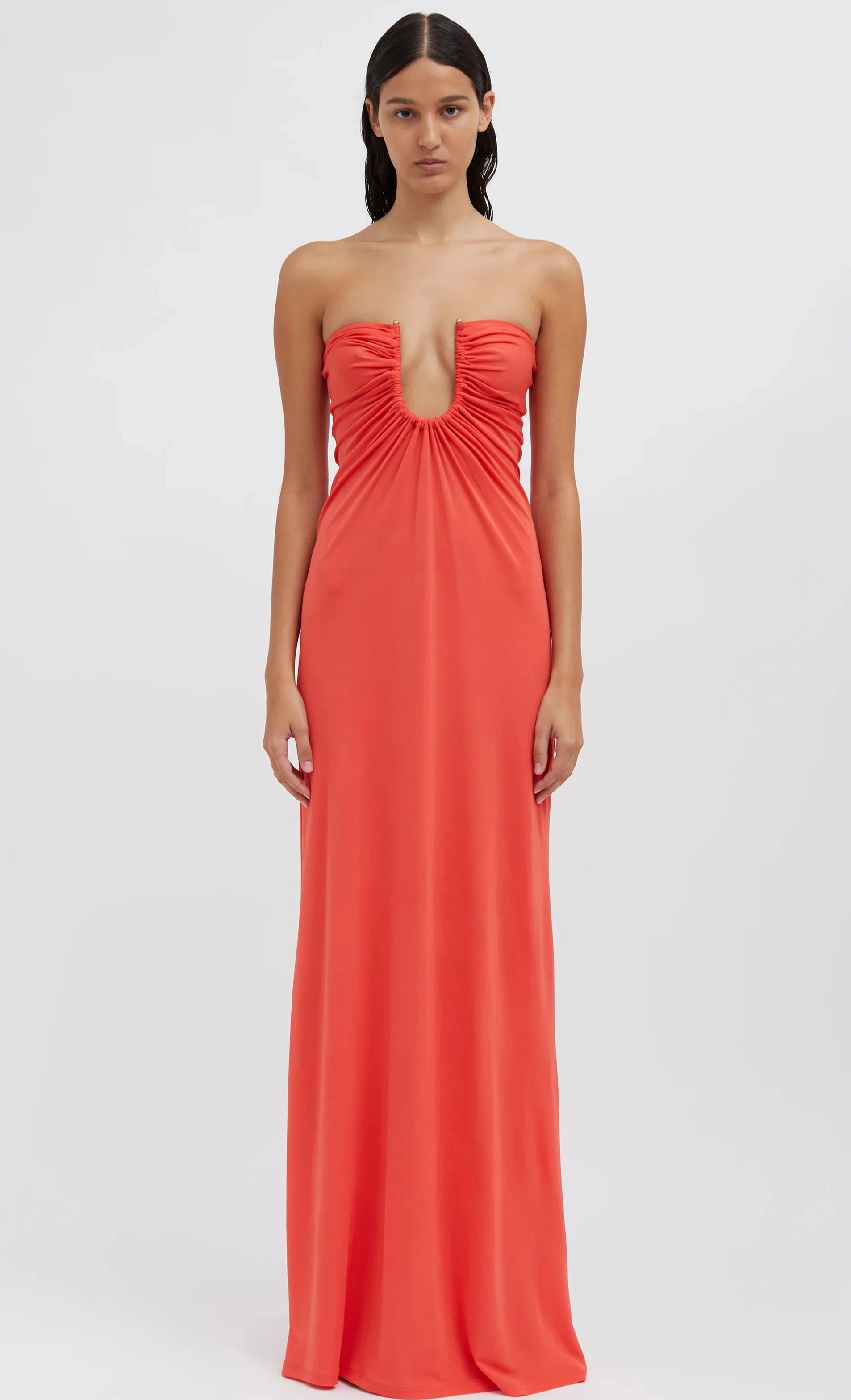 boho dressArced Palm Strapless Dress (Grapefruit)