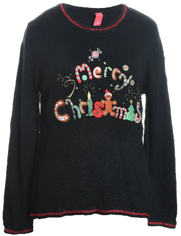 padded coatBlack Sequined & Embroidered Christmas Jumper - L