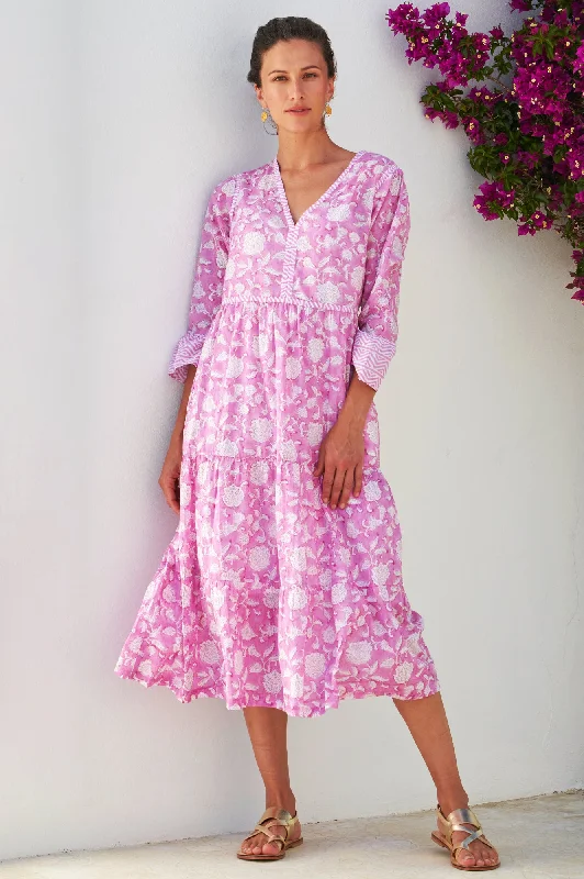 t-shirt dressHayden Block Print Dress | Ornate Flower Pink/White