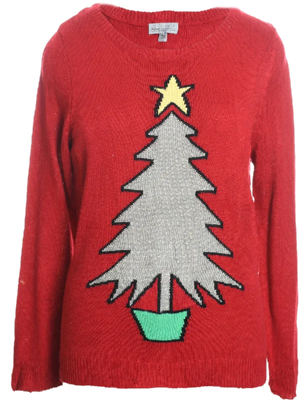 stylish lightweight coatRed Christmas Jumper - L