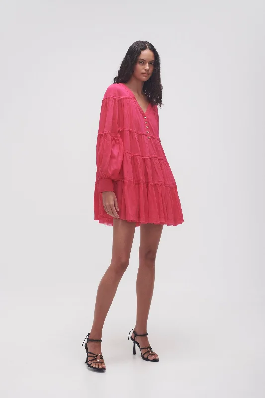 silk dressSally Tiered Plunge Mini Dress