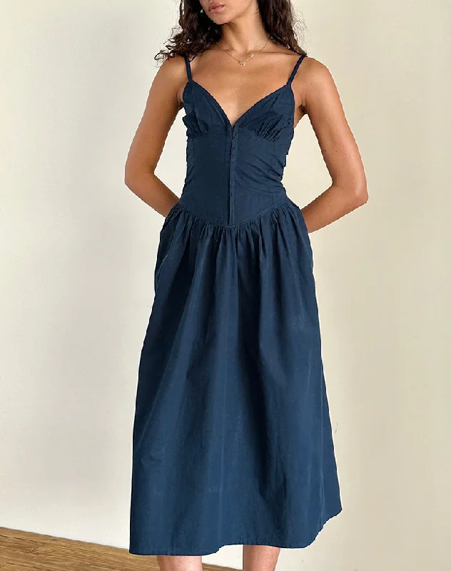 stylish party dressKrista Maxi Dress in Poplin Navy