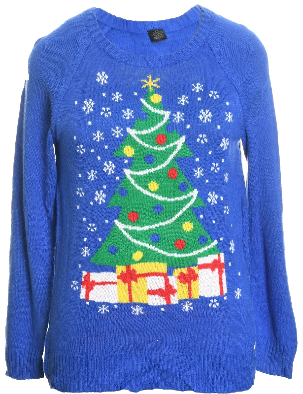 trendy jacketBlue Christmas Jumper - L