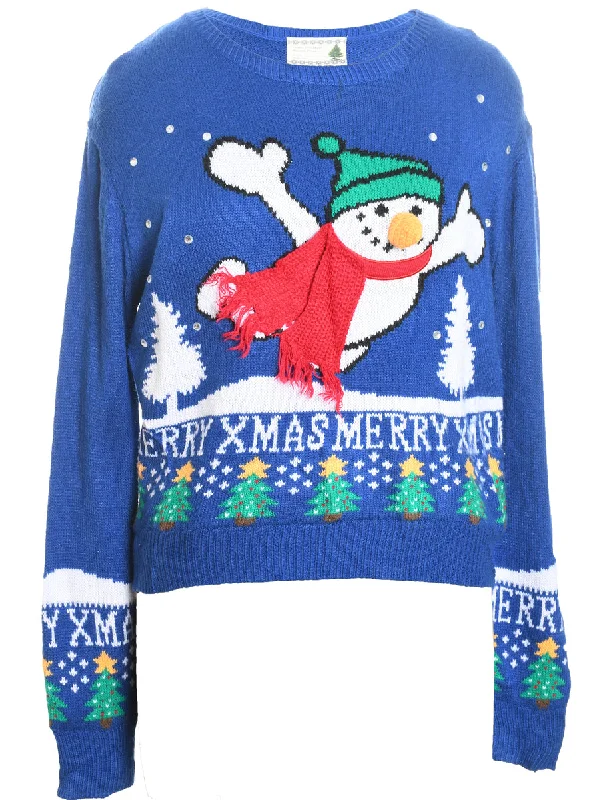 stylish raincoatSnowman Knit Christmas Jumper - M