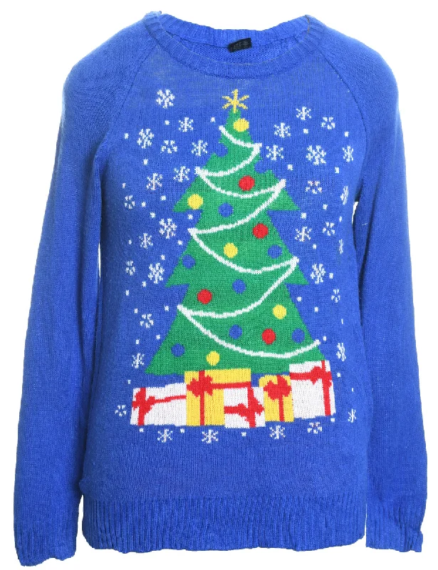 fitted coatChristmas Tree Print Jumper - M