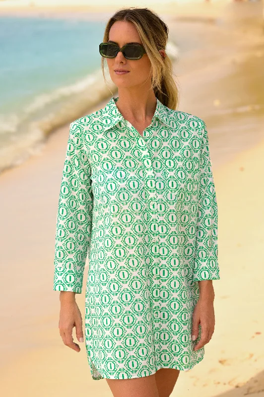 draped dressSaffron Beach Shirt | Circle Geo Green