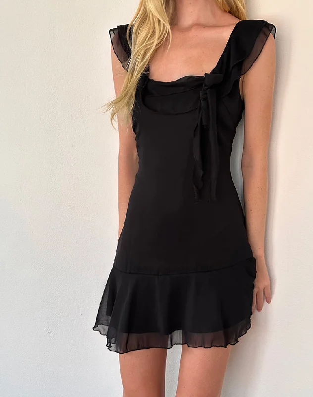 A-line dressBinita Mini Dress in Chiffon Black