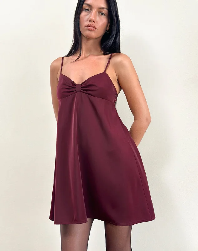 satin midi dressRafaila Mini Slip Dress in Satin Burgundy