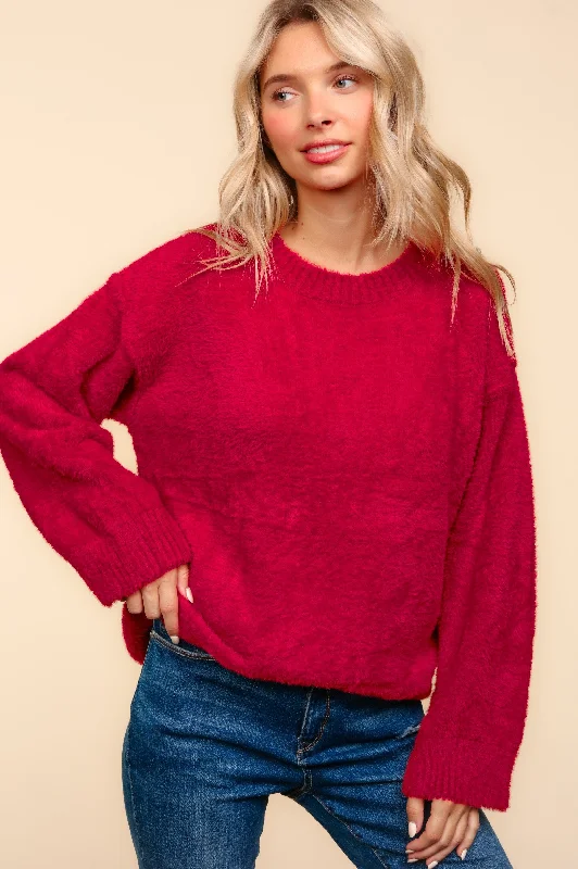 retro coatPLUS FUZZY SOFT BRUSHED HAIRY SWEATER KNIT TOP