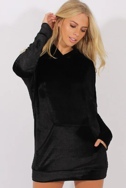 oversized crewneck sweatshirtBlack Velvet Oversized Hoodie - Reagan