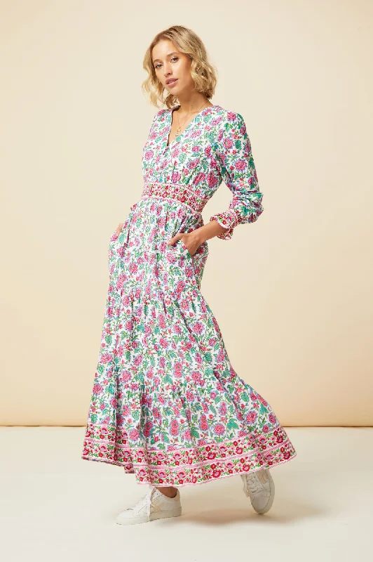 trendy wrap dressBillie Block Print Dress | Pink/Green