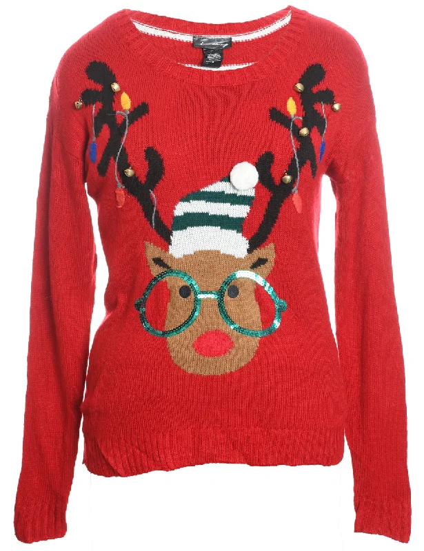 oversized trench coatReindeer Christmas Jumper - M