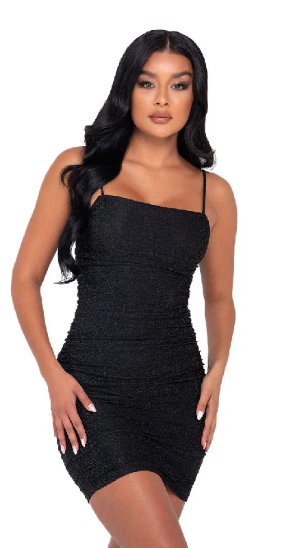 elegant evening dressRuched Glitter Mini Dress