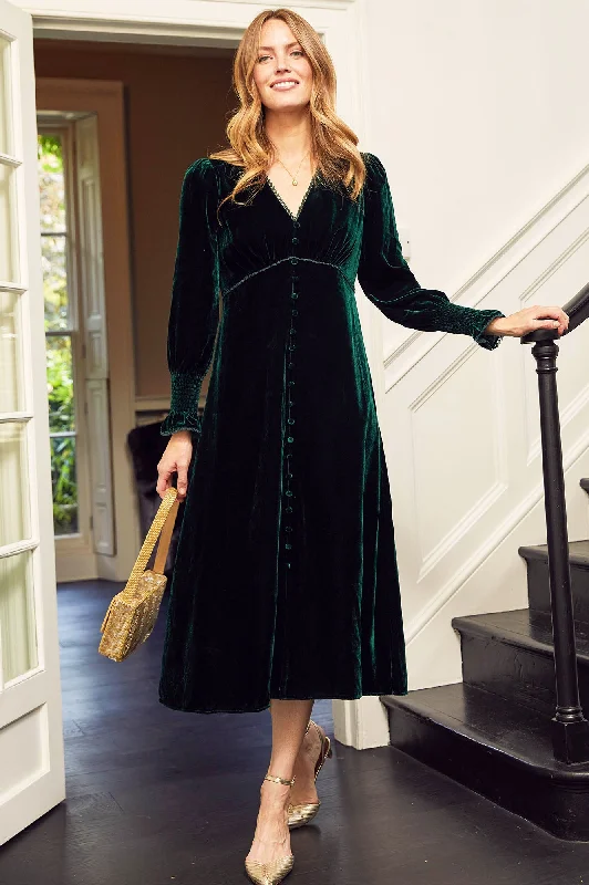 comfy dressLong Sleeve Velvet Sally Anne Dress | Emerald