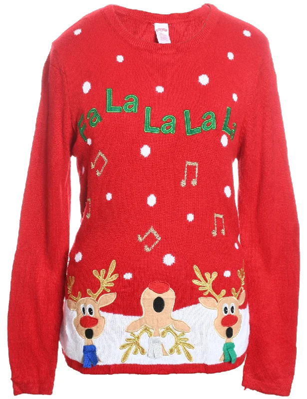 cozy fleece coatReindeer Christmas Jumper - L